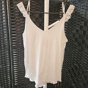 Chaser Ivory Ruffle Strap Off The Shoulder Tank Top